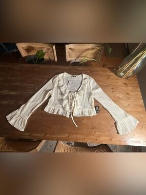 Express Cream Open Weave Sweater